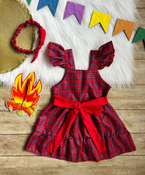 Vestido infantil xadrez kit com 5 cod-01